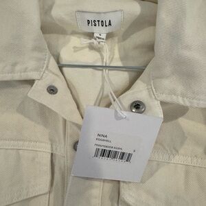 Pistola Denim Shirtdress eggshell, NWT but marker marks from toddler on collar